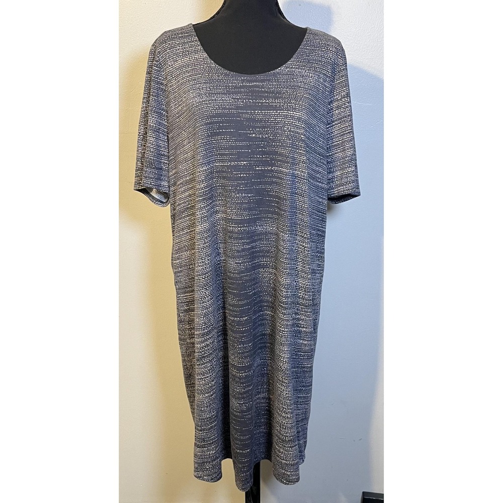 Pure Jill Dress Womens XL‎ Petite Gray White Abstract Print Casual